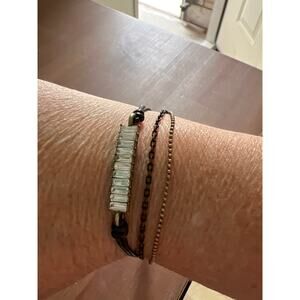 Chloe + Isabel Black Leather & Crystal Baguette Bracelet